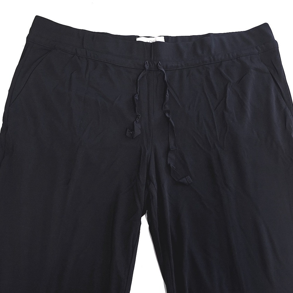 Loft Jogger Pants Women L Black Drawstring Elastic Waist Casual Rayon Blend